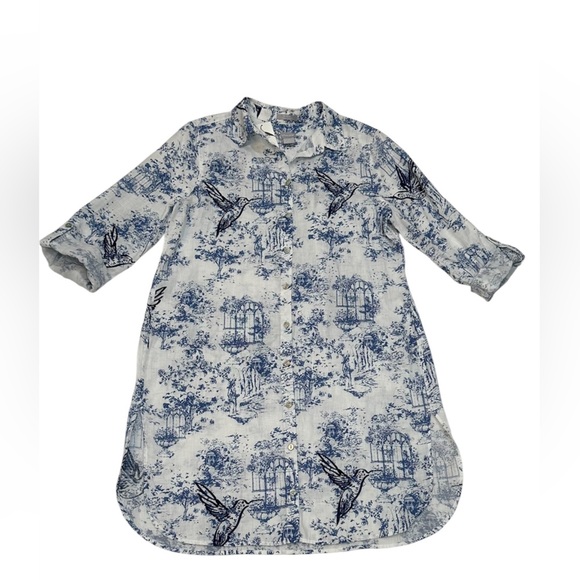 Chico's Blue and White Midi Dress with Chic Style Size 1 or Small - Picture 1 of 16